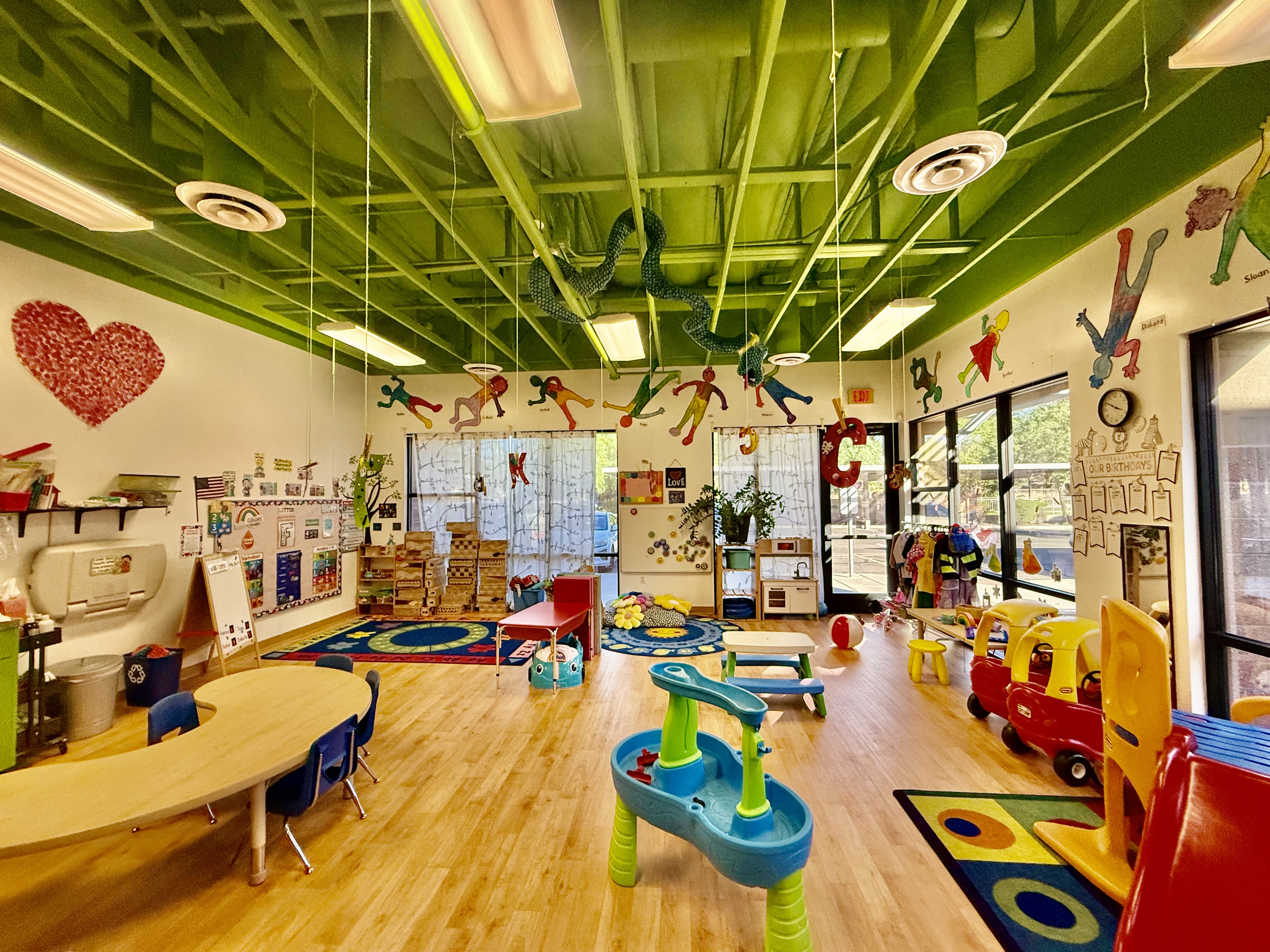 Spacious classroom with centers and natural light